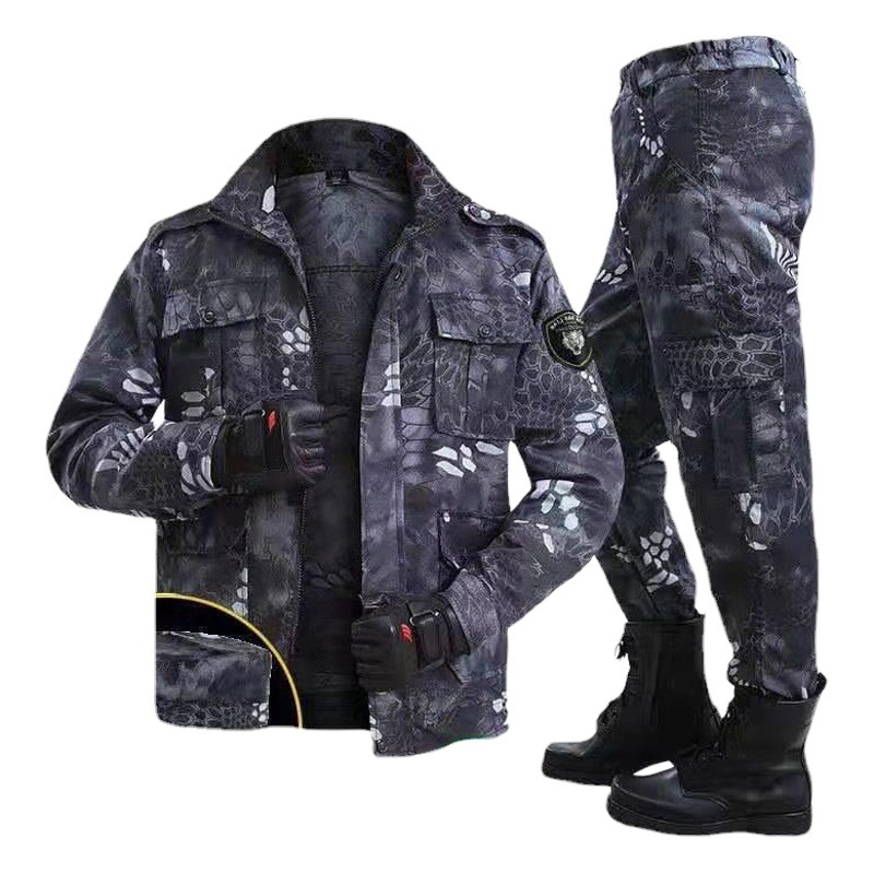 Patrón de pitón negro nuevo traje de ropa de trabajo de una pieza para hombres traje de ropa de camuflaje ropa de trabajo delgada de verano para hombres ropa de trabajo resistente al desgaste