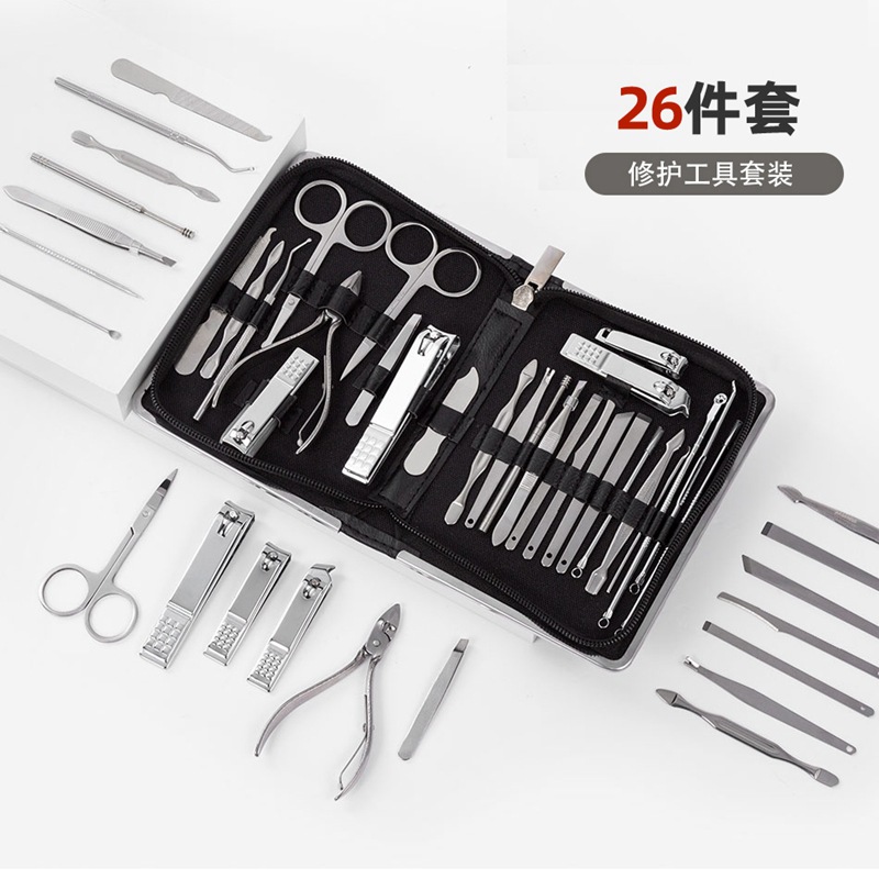 26-piece cortaúñas traje de hogar anti-Splash grandes cortaúñas Rosa oro águila nariz cortaúñas herramientas de recorte de uñas