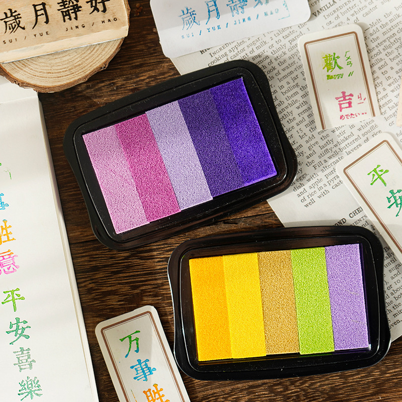 Gran serie de estilo japonés Rainbow inkpad DIY sello impresión pintura al óleo del dedo los niños inkpad 6 selección color