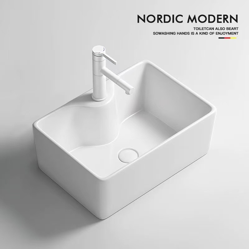 profundizar la mesa lavabo doméstico lavabo único lavabo balcón tamaño de cerámica rectangular tamaño hotel lavabo