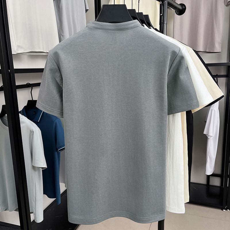 夏の小さなスタンドカラーファッショナブルでシンプルなメンズ半袖Tシャツデザインカジュアルで多用途なカラーナショナルトレンド半袖トップ|undefined