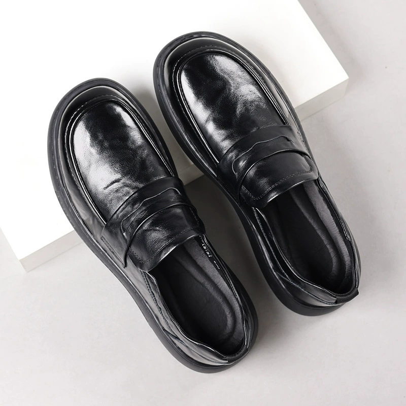 Новая мужская голова кожаная повседневная обувь красивая кожаная мода мужская обувь широкая голова толстая подошва мужская обувь для волос