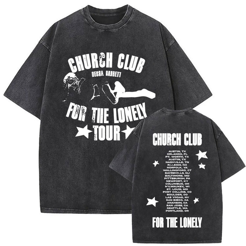 Wash Retro Nisha Barrett Church Club's Lonely Journey 2025 T-Shirt Men's and Women's Casual Cotton T-Shirt