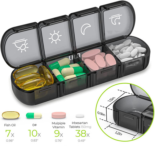 Amazon's new best-selling model, portable 28-compartment plastic pill box, portable mini sealed seven-day travel pill box