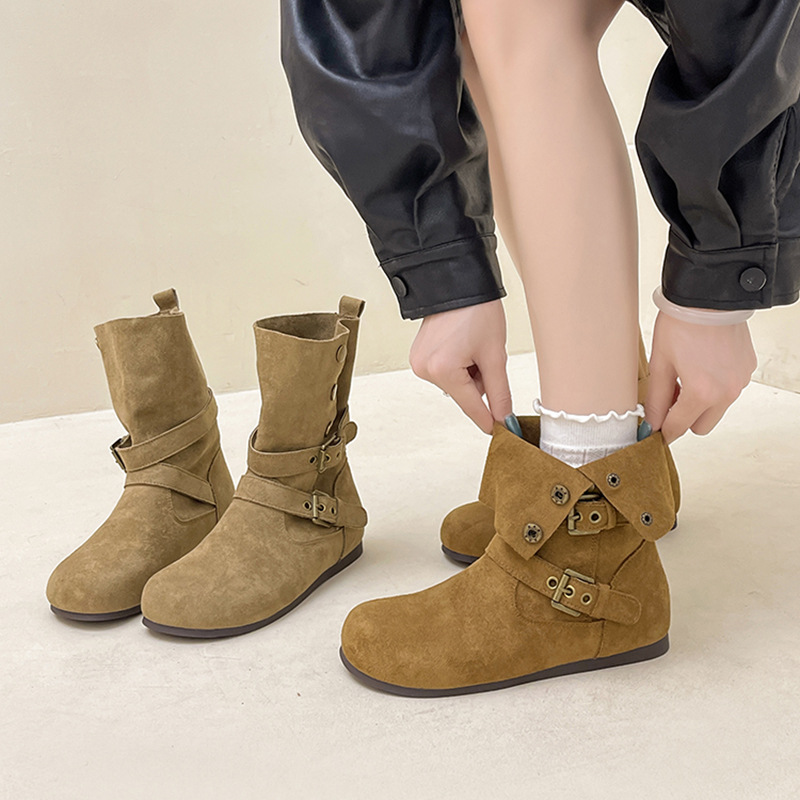 Fashion Tribal Retro Nubuck Leather Two-Wear Short Boots Western Cowboy Fashion Boots Women's 2025 Autumn and Winter New Style Boots