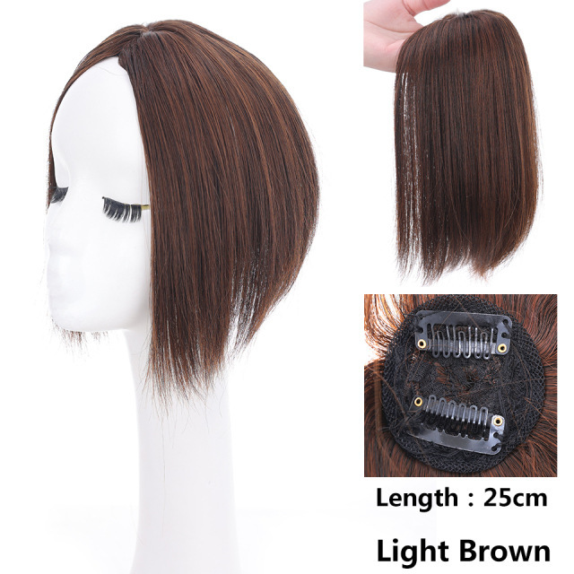 Comercio exterior transfronterizo peluca europea y americana damas estilo corto 3D flequillo de aire francés bloque de reabastecimiento de cabello superior flequillo esponjoso natural