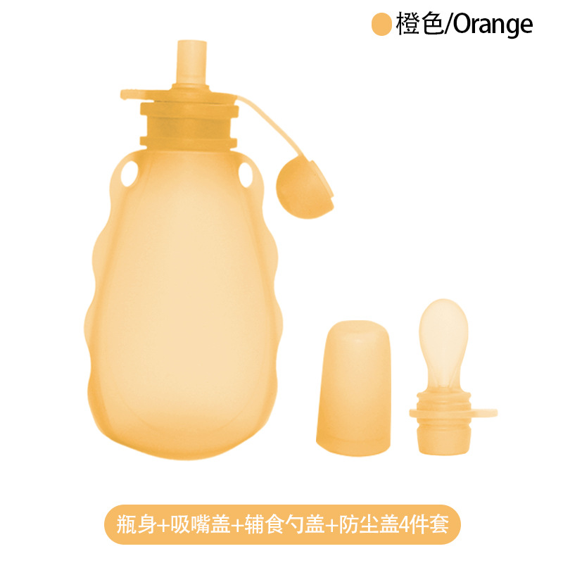 La bolsa de almacenamiento de leche de silicona para leche materna para bebés se puede refrigerar y mantener fresca y reutilizar la botella de almacenamiento de 200ml para puré de arroz