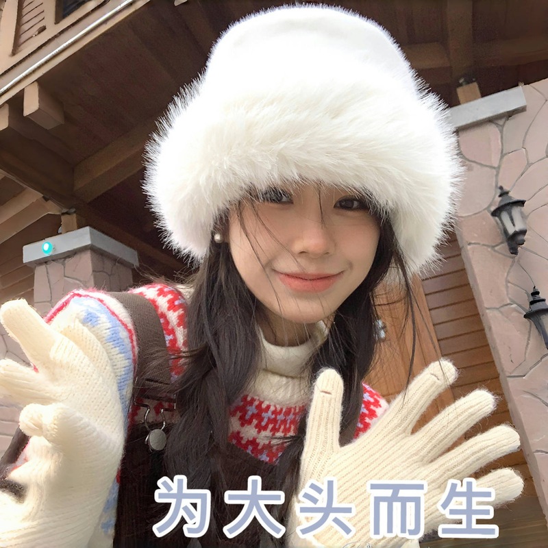 秋冬毛绒韩系毛线帽女款仿貂毛加厚保暖蒙古帽百搭包头护耳雷锋帽|undefined