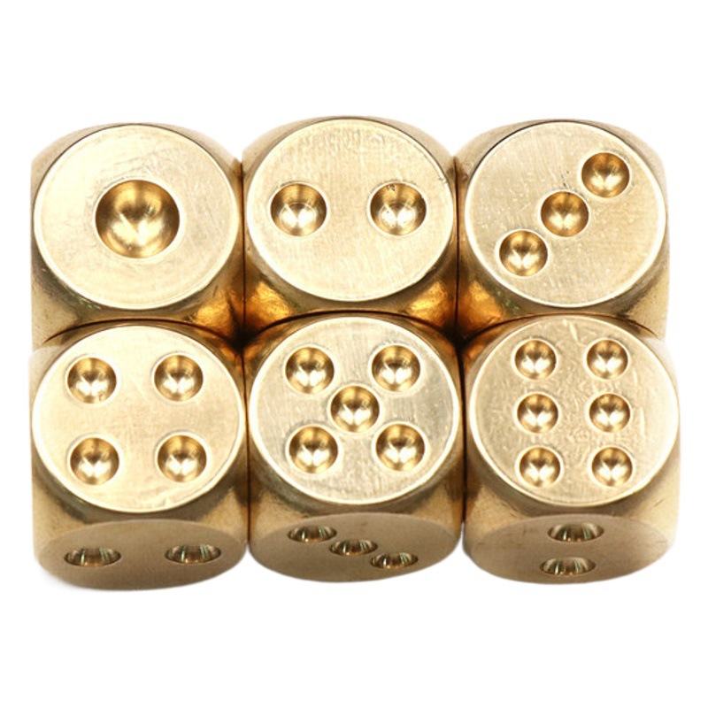 Single Solid Pure Brass Dice Gift Metal Color Bar Drinking Supplies Creative Mahjong Stopper Small Handle