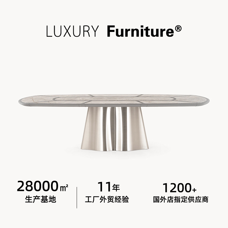 Modern Luxury Stainless Steel and Basic Leather with Marble Top Coffee Table Visionnaire Marble Dining Table