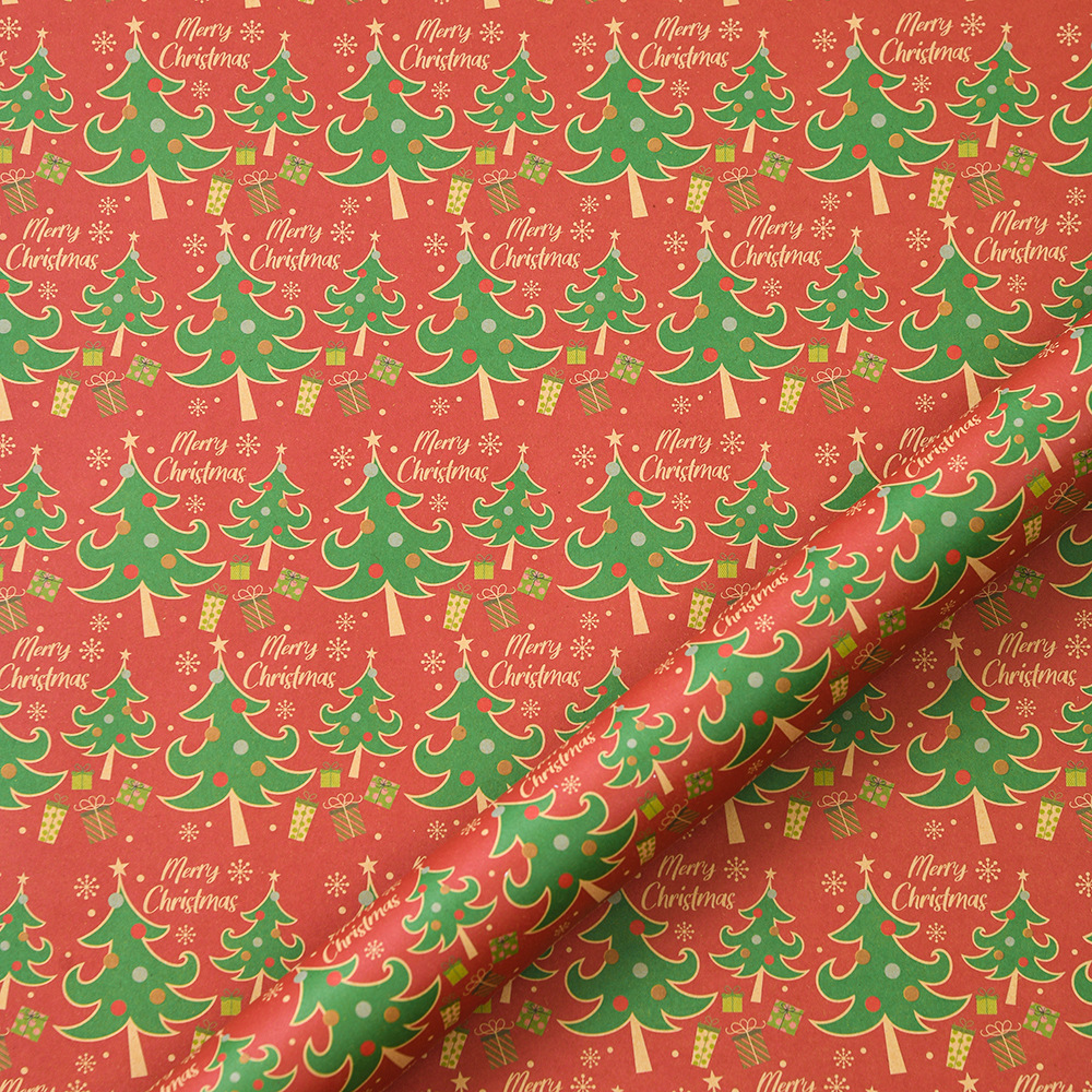 Nuevo papel de regalo de Navidad transfronterizo papel de kraft retro árbol de Navidad copo de nieve muñeco de nieve día embalaje de regalo papel de regalo