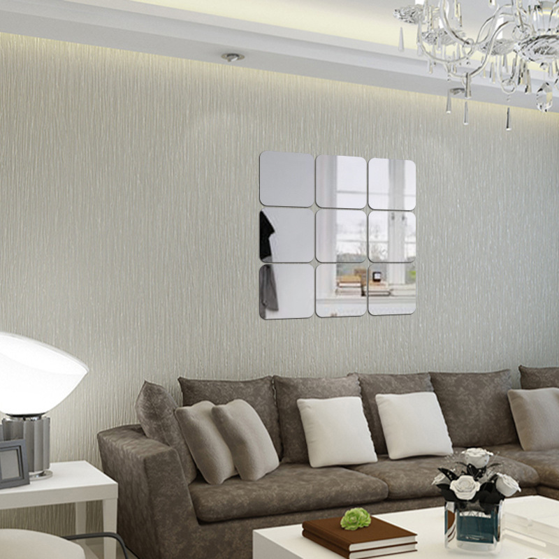 wall Sticker /wall Decal /wall Mural DIY Design Adhesive Sticker For TV Background Rounded Corner Square Wall Decoration, Dressing Mirror_voghion.com