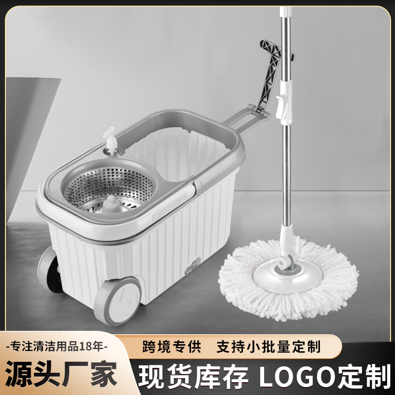 Manufacturers increase roller dual-drive spin-drying hand-free mop bucket replacement head lazy household absorbent rotary mop