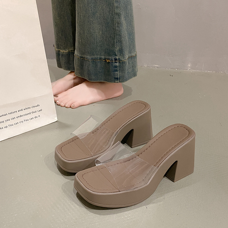 Square Chunky Heel Transparent Strap Fashionable Outdoor High Heels 2025 Summer New Open Toe Large Size Elegant Sandals_voghion.com