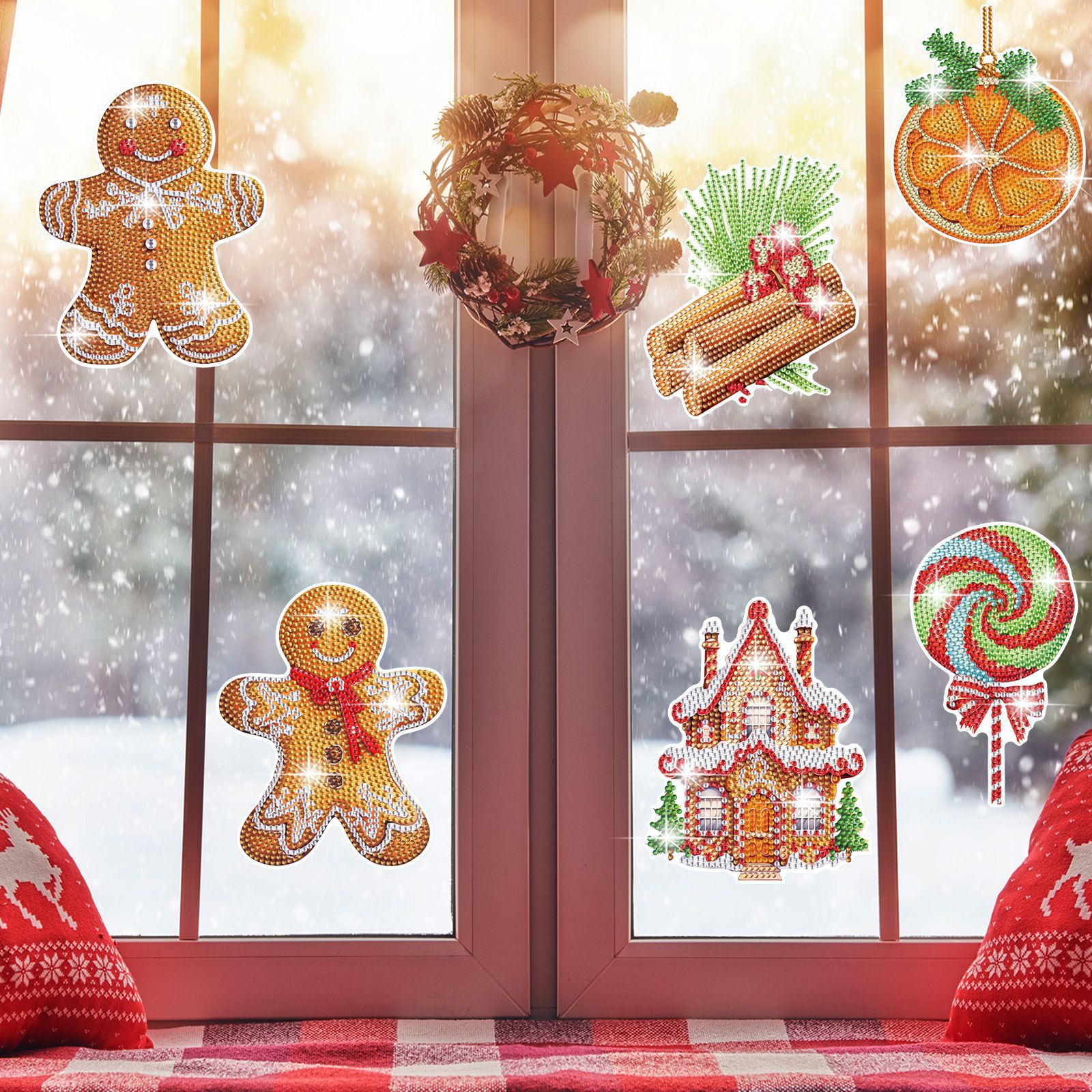 Nuevos productos Dibujos animados Galletas navideñas Gente Pintura de diamantes Pegatinas al azar Pegatinas de bricolaje Pegatinas de ventana Artesanías de cristal para niños Diamantes brillantes