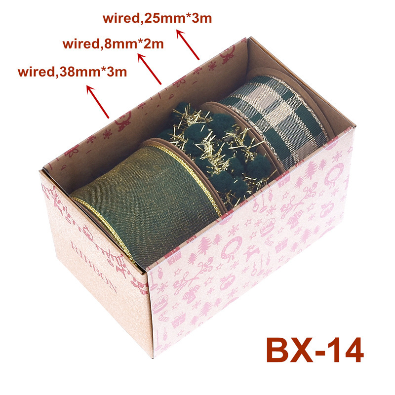 Nuevo transfronterizo Amazon Navidad cinta caja de paquetes de regalos árbol de Navidad decoración oro y plata cinta set