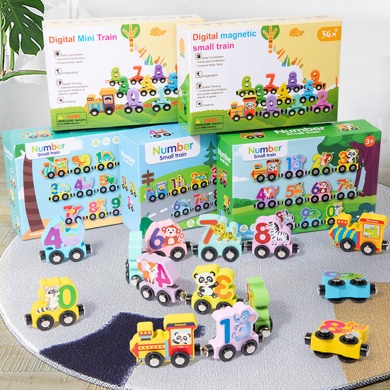 CPC CE Magnetic Train Bloques de construcción Coche de montaje Puzzle Juguetes de madera para niños 0-3 años Juguetes de educación temprana