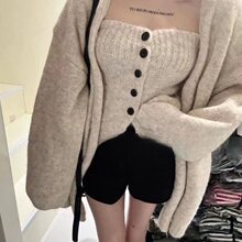 2025新款抹胸开衫两件套毛衣针织外套春夏新款背心慵懒上衣套装