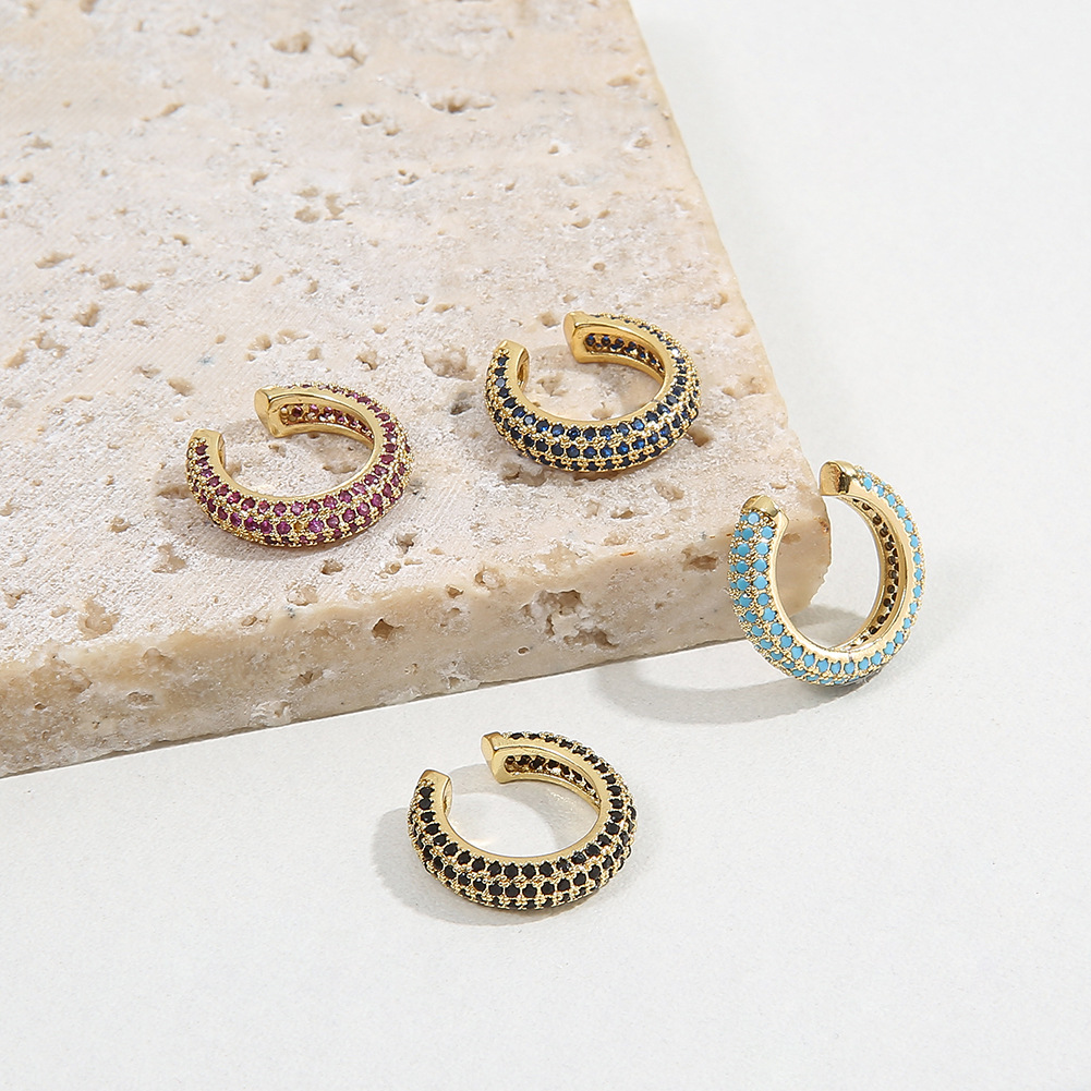 Fashion C Shape Copper Earrings Plating Zircon Copper Earrings