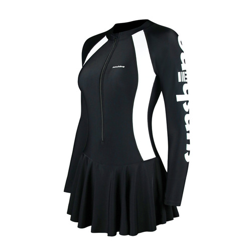 Long-sleeved swimsuit women's slimming conservative diving swimsuit one-piece high waist belly-covering swimsuit  new large size