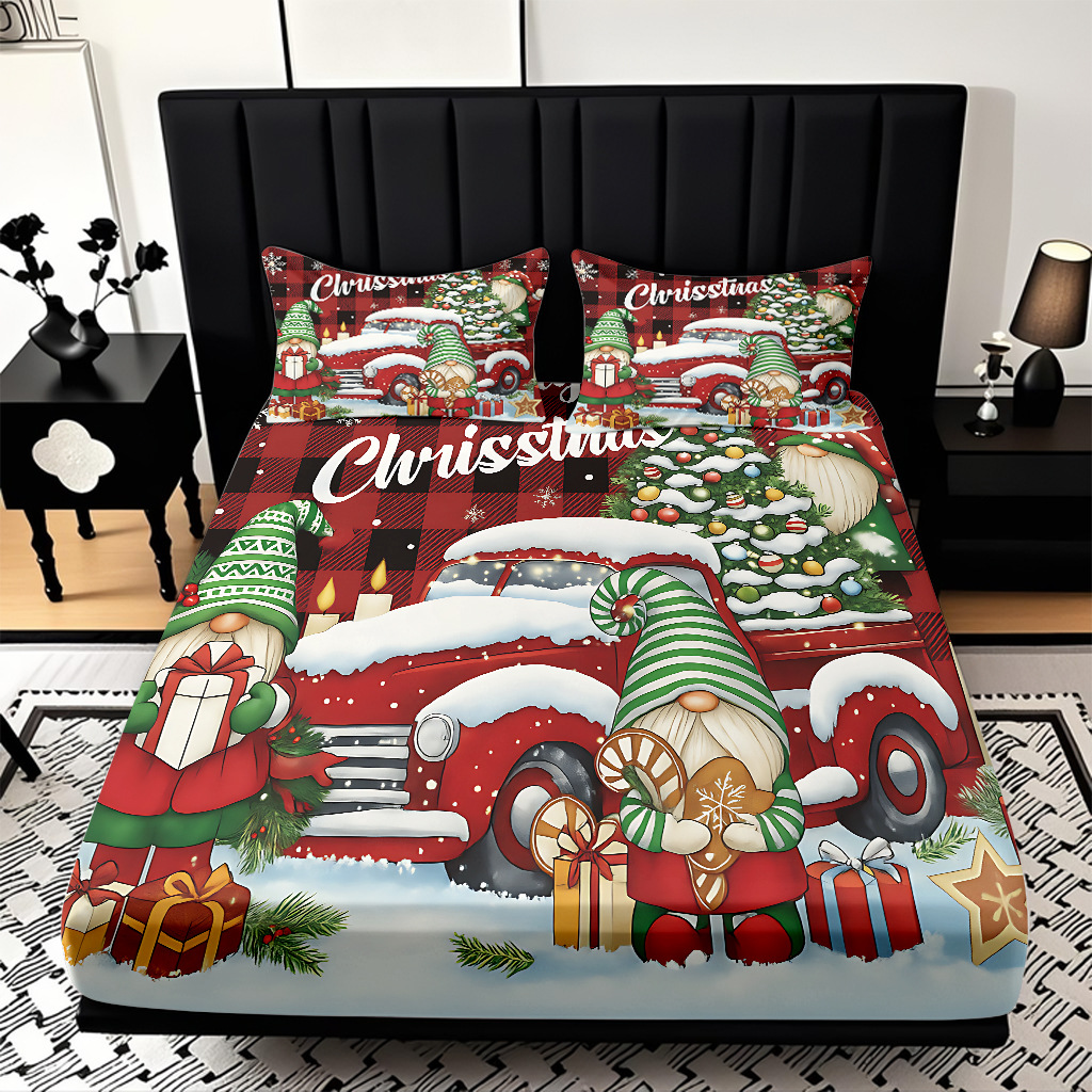 TEMU / JIT nuevos productos transfronterizos adorables series de Navidad molido HD impresión digital cama de cama Kasa set ropa de cama