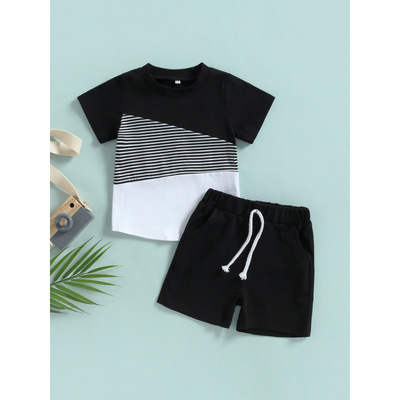 2026跨境新款欧美3个月7岁儿童男婴夏装套装短款跨境代发|ru