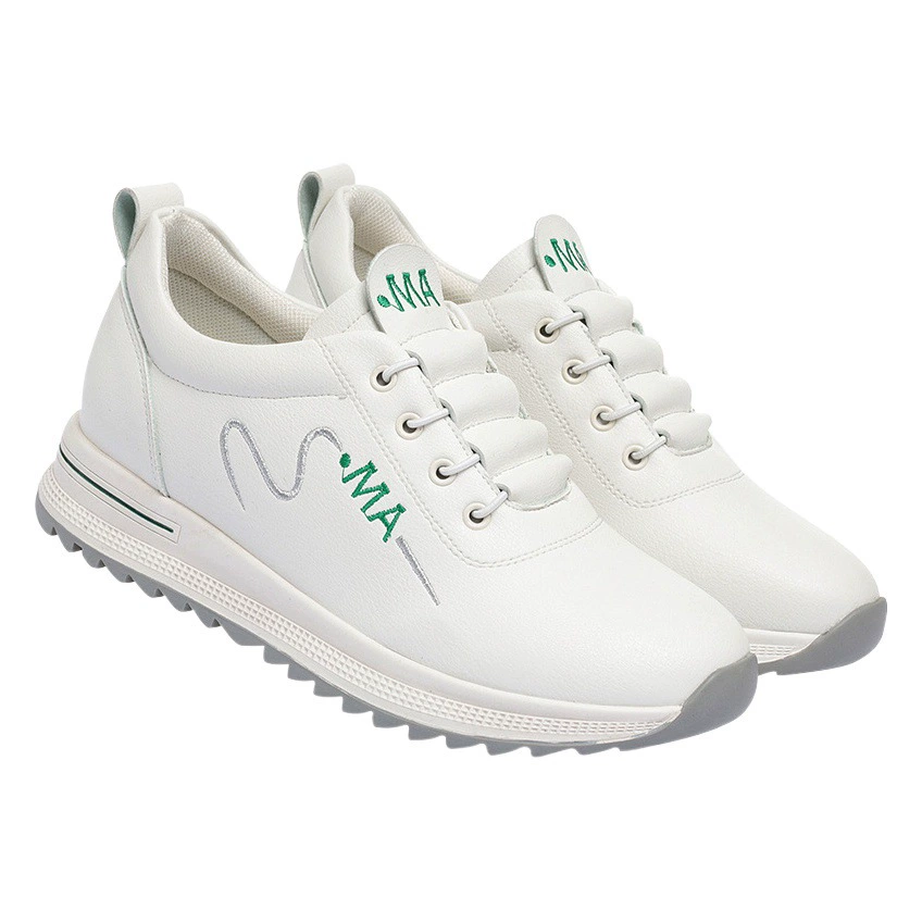 Мягкие кожаные белые туфли для женщин 2023 Новая Спортивная повседневная обувь с мягкой подошвой весенне-осенняя кожаная обувь для женщин среднего и пожилого возраста материнская обувь