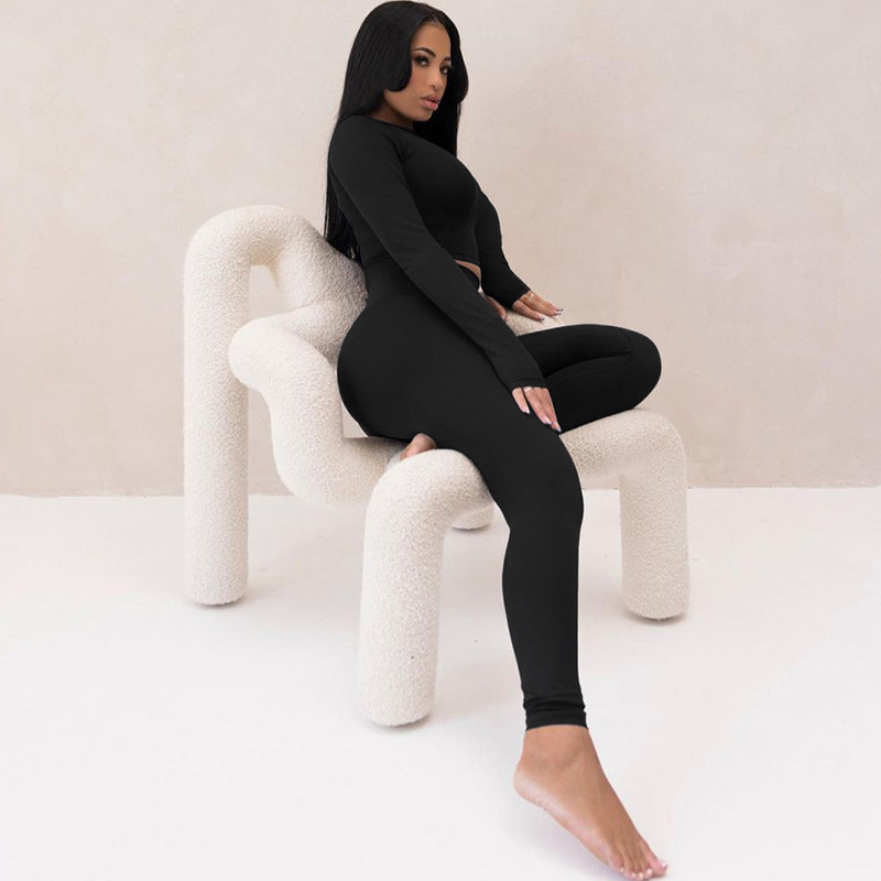 ActiveGo 2025 Autumn Winter New Fashion Long Sleeve Slim Top High Elastic Sports Yoga Pants Set Trendy Wholesale_desvips.com