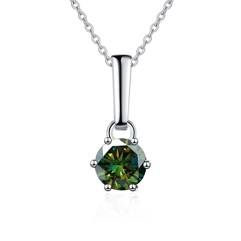 Exclusive sterling silver moissanite six-claw pendant necklace with artificial diamond on a clavicle chain5