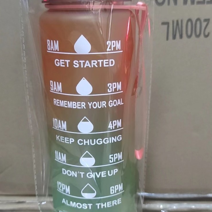 Fabricante en stock transfronterizo 1000ML caldera de rebote gradiente taza de agua escala portátil paja TRITAN taza deportiva