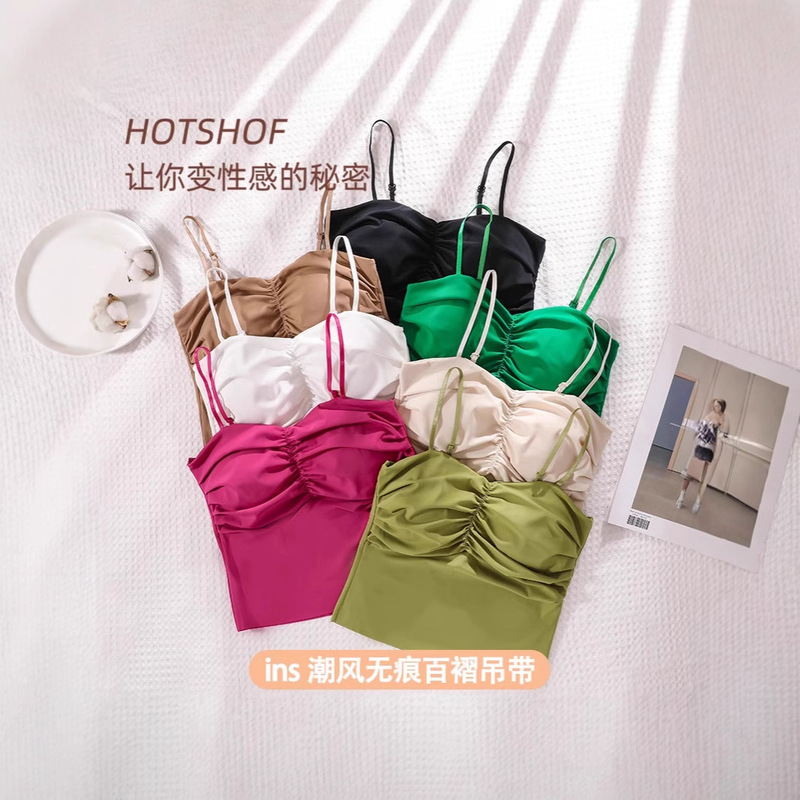Unique Little Camisole for Hot Girls, Women's Summer Sexy Inner Layer with Breast Pads, Beautiful Back Tube Top for Outer Wear Unique Little Camisole for Hot Girls, Women's Summer Sexy Inner Layer with Breast Pads, Beautiful Back Tube Top for Outer Wear
