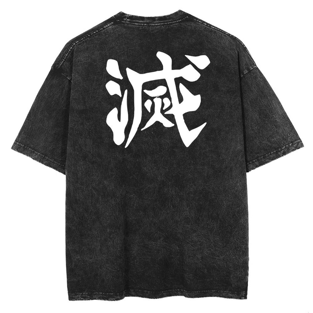 Harajuku anime print t-shirt men streetwearヴィンテージブラックts