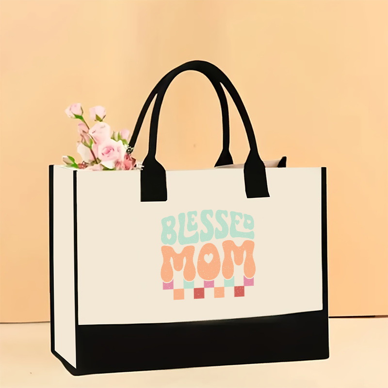 Bolso de hombro de lona de venta caliente transfronterizo Bolso Tote impreso de gran capacidad Bolso de compra portátil ligero de moda para mujer