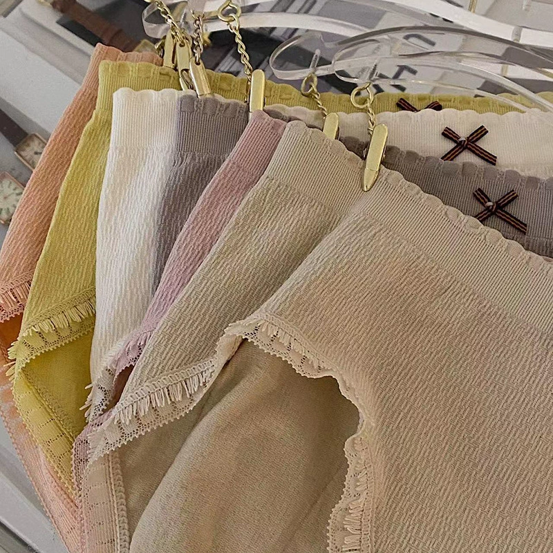 Кремовый дышащий японский underwear, брюки, высокая талия, плюс размер, средний подъем