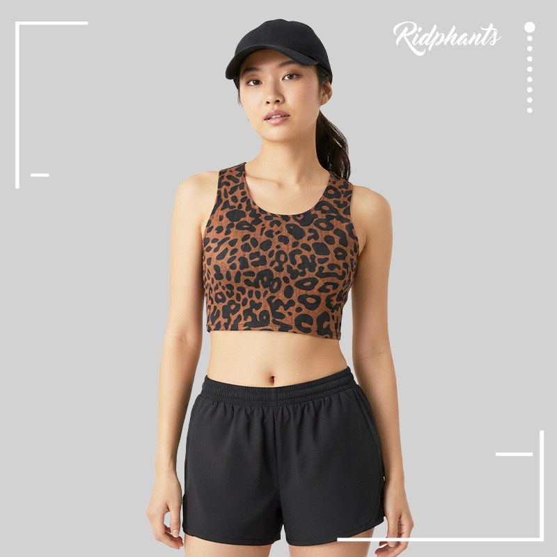 Leopard print lightweight short vest for sports, marathon, running, track and field training, quick-drying, breathable, and lightweight