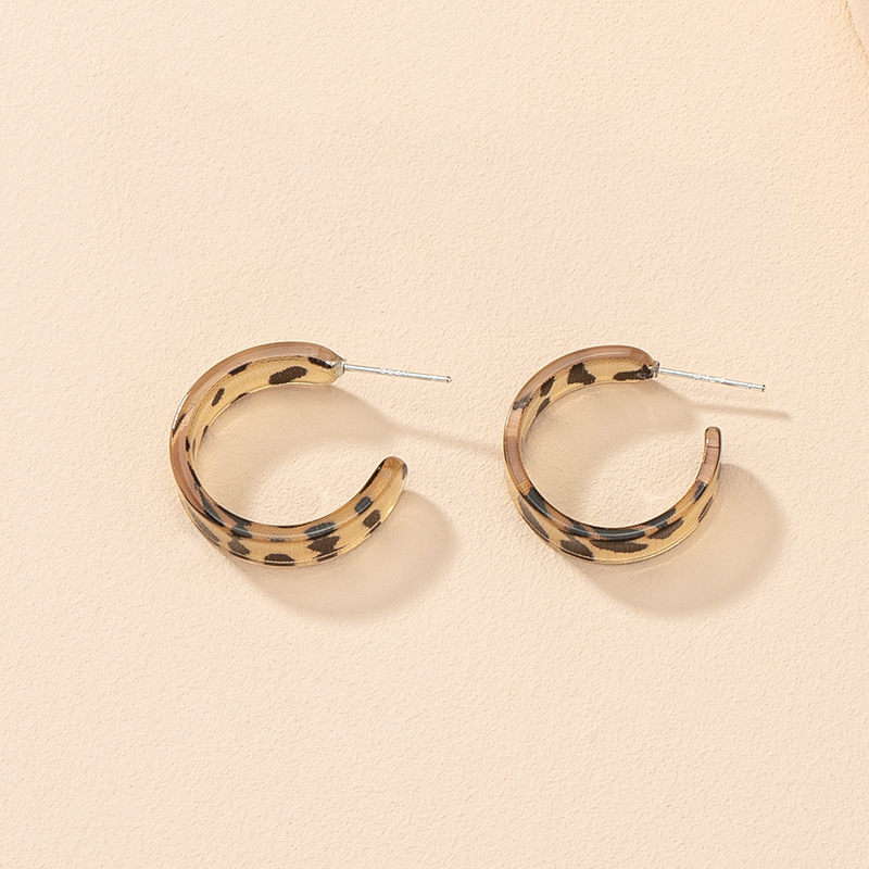 Korean Leopard Print Geometric Resin Earrings display picture 2