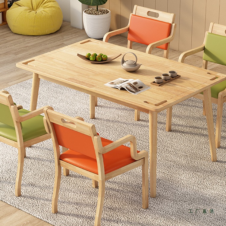 Solid Wood Elderly Dining Tables and Chairs, Nursing Homes, Elderly Apartment Tables and Chairs, Suitable for Aging Tables and Chairs, Health Care Institutions, Leisure Tables and Chairs