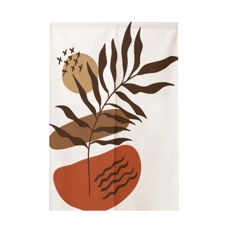 Cortina minimalista con diseño floral de hojas Morandi, cortina divisoria, cortina de cocina sin perforaciones, cortina semientrelazada para inodoro.