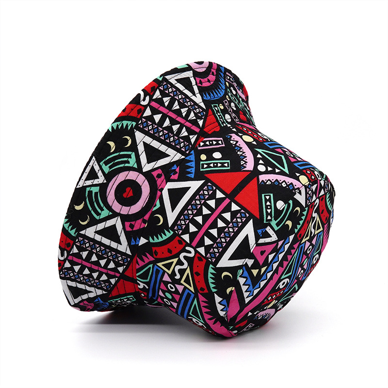 Fisherman Hat Women's Retro Ethnic Style Sunshade Hat Japanese Geometric Basin Hat Men's Outdoor Casual Double-Sided Hat Cross-Border Trendy