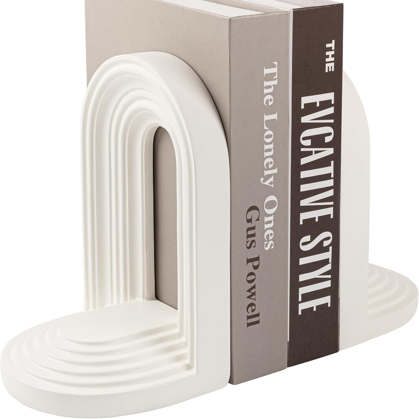 极简几何拱门书立 水泥创意书挡 书房办公室收纳装饰