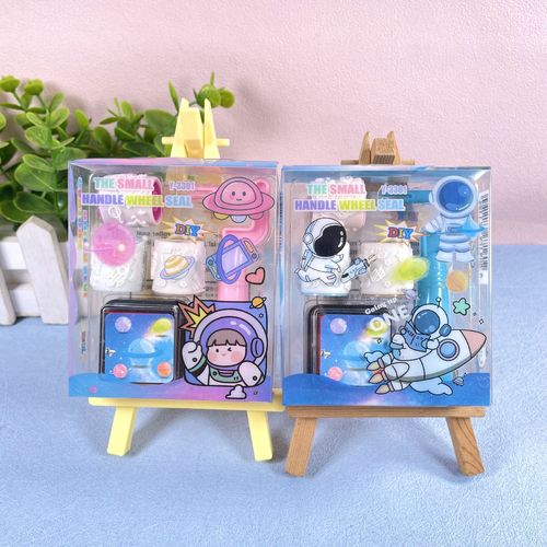 Children's Cartoon Roller Stamp Ink Pad Set Handle Primary School Kindergarten Small Gift Stamp Toy Wholesale