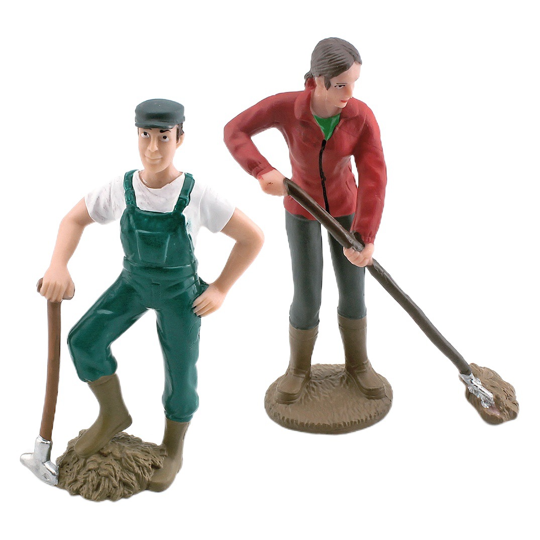 Modelo de trabajador de simulación transfronteriza granja rancho muñeca escena bandeja de arena paisaje pala mierda agricultor campesino mujer decoración adornos