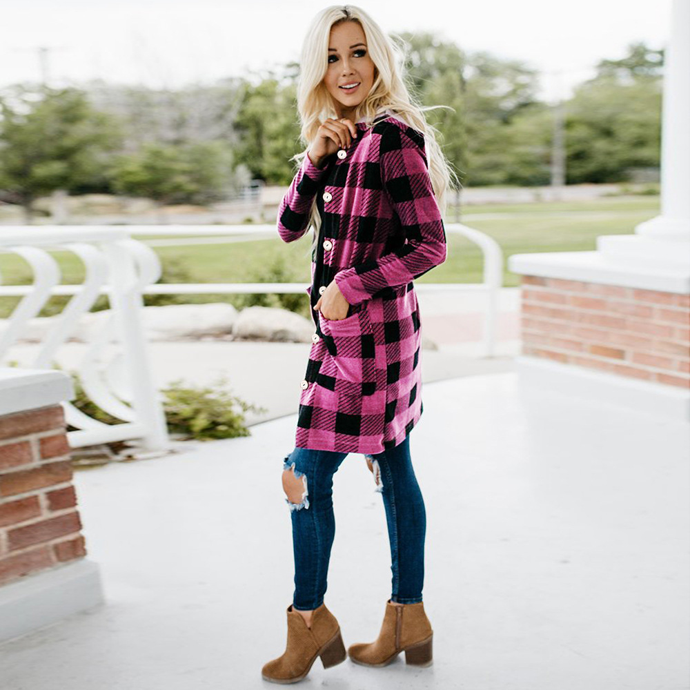 women s plaid long-sleeved single-breasted shirt nihaostyles clothing wholesale NSHYG76289