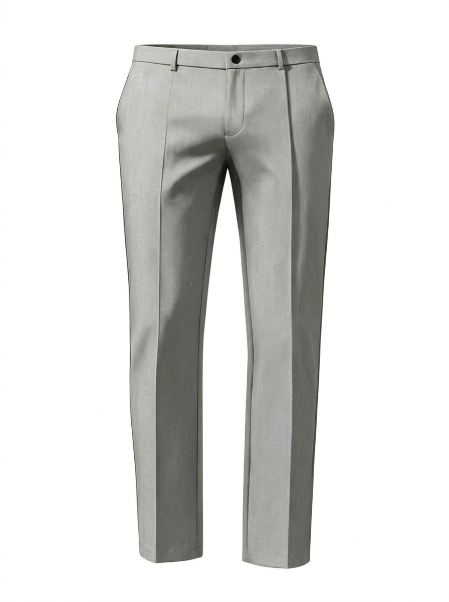 Men's Solid Colour Straight Leg Suit Pants For Business Casual_voghion.com