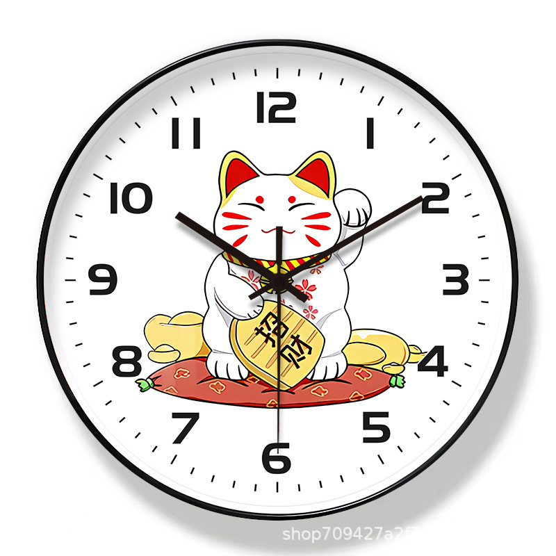 12 インチ 30 センチメートル招き猫ファッション壁時計ホームリビングルームシンプルなサイレント時計装飾壁時計卸売|undefined