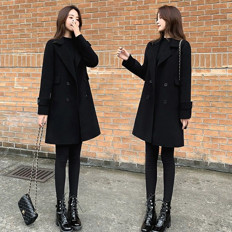 黑色双面羊绒呢子大衣女中长款秋冬季2025年新款高端羊毛呢外套女