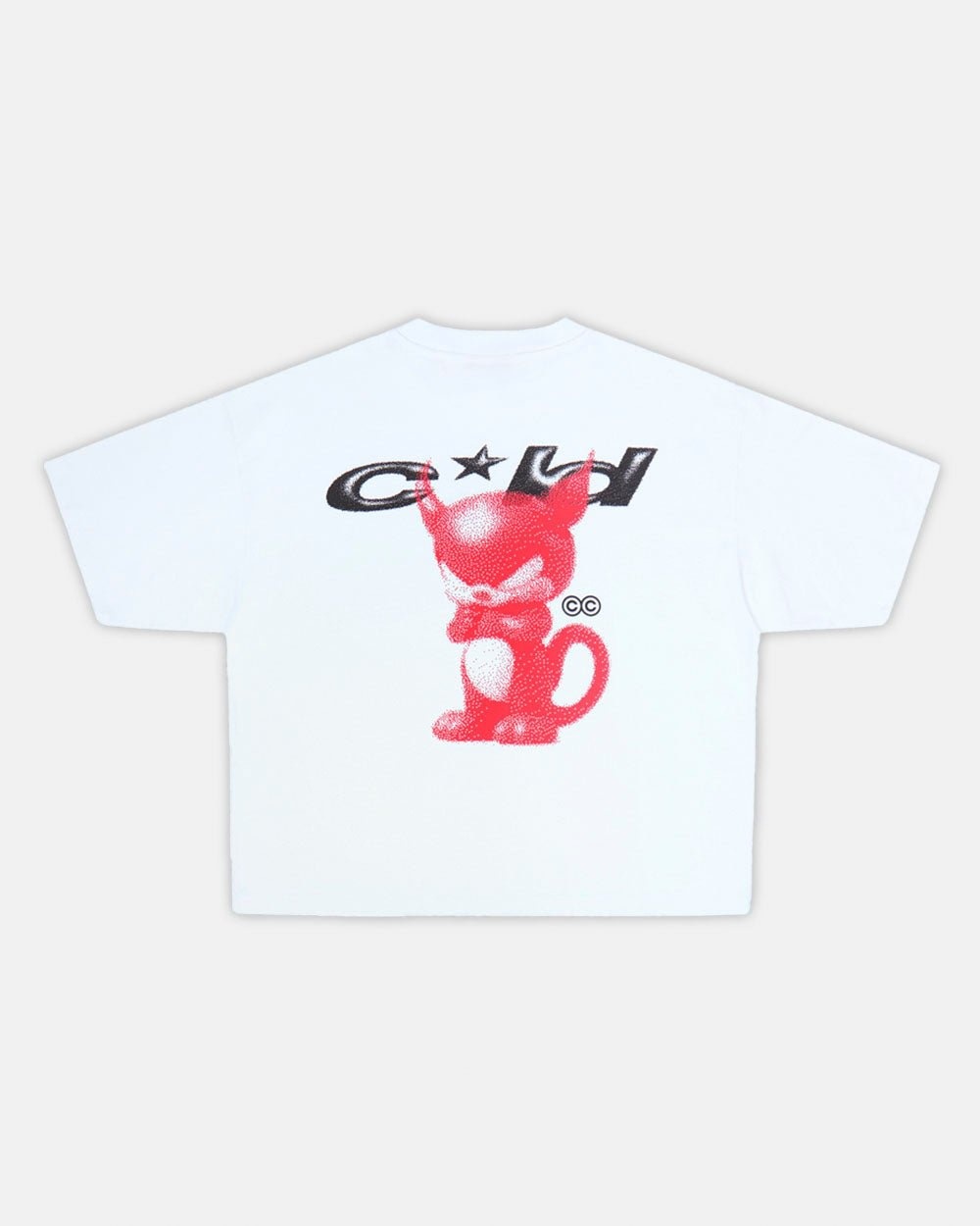 COLD 26SS T-shirt Boxy Red Cat Graphic White