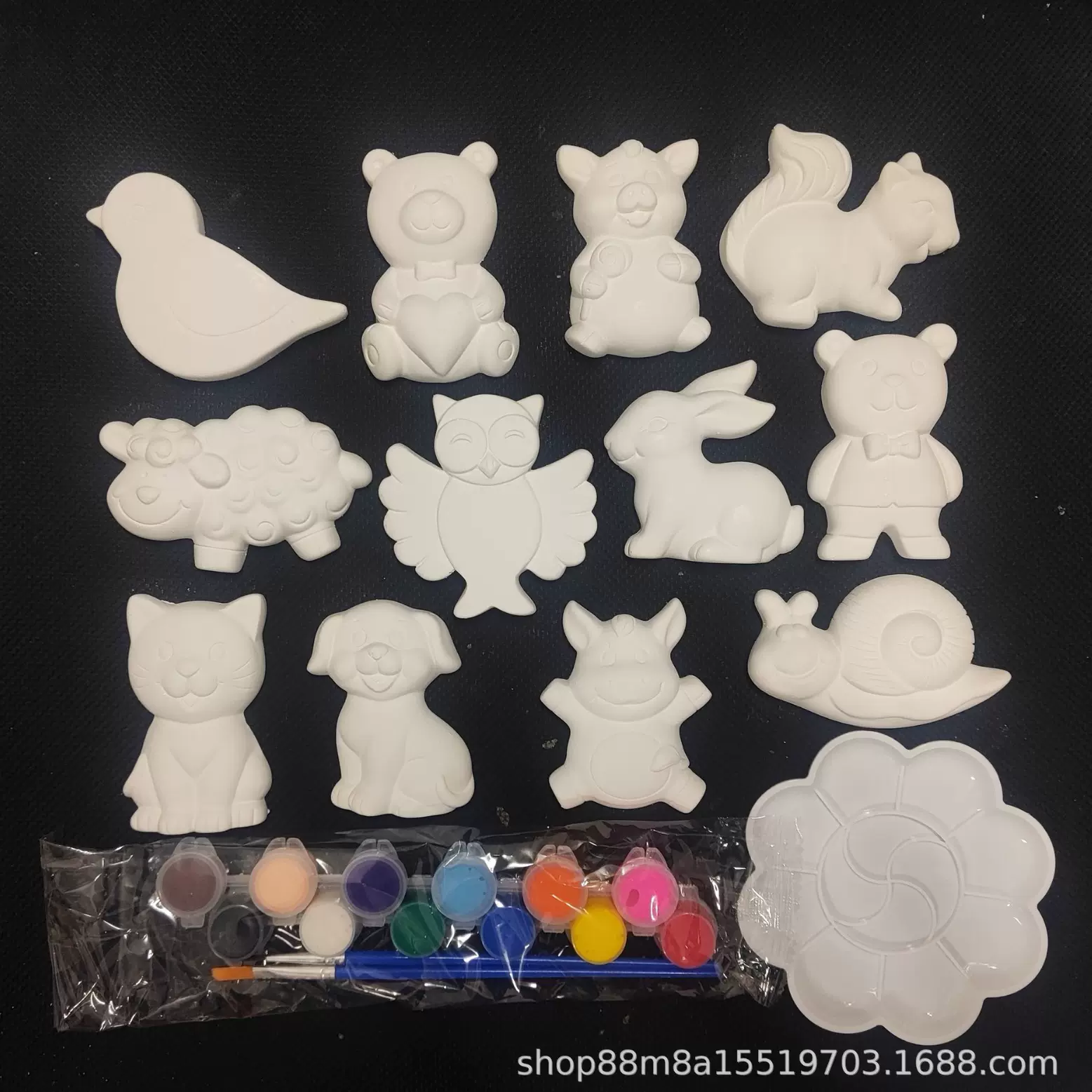 儿童涂色石膏娃娃幼儿园DIY益智创意手工制作陶瓷彩绘画手作石雕