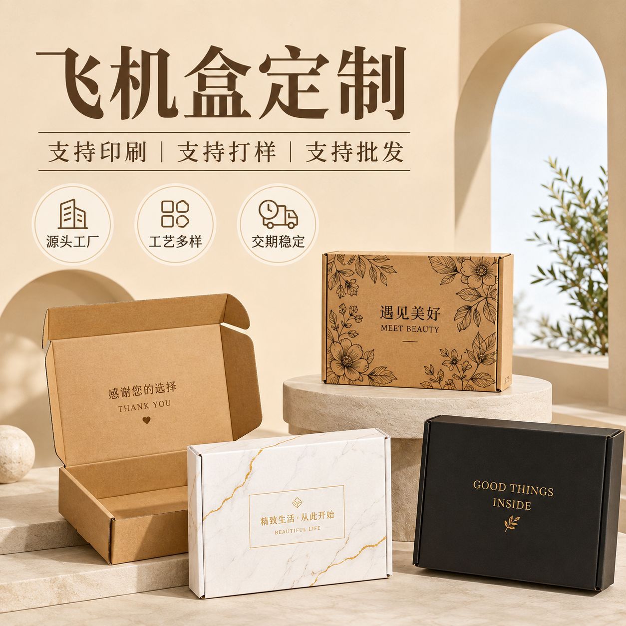 飞机盒定制彩印瓦楞包装盒电商快递纸箱服装礼品盒小批量源头工厂