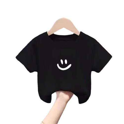 Boys short-sleeved T-shirt for children in summer solid color 2024 new big children's top summer half-sleeved versatile base children's clothing